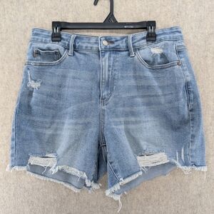 Judy Blue Light Blue Distressed Jean Shorts, Size 1XL, Stretch